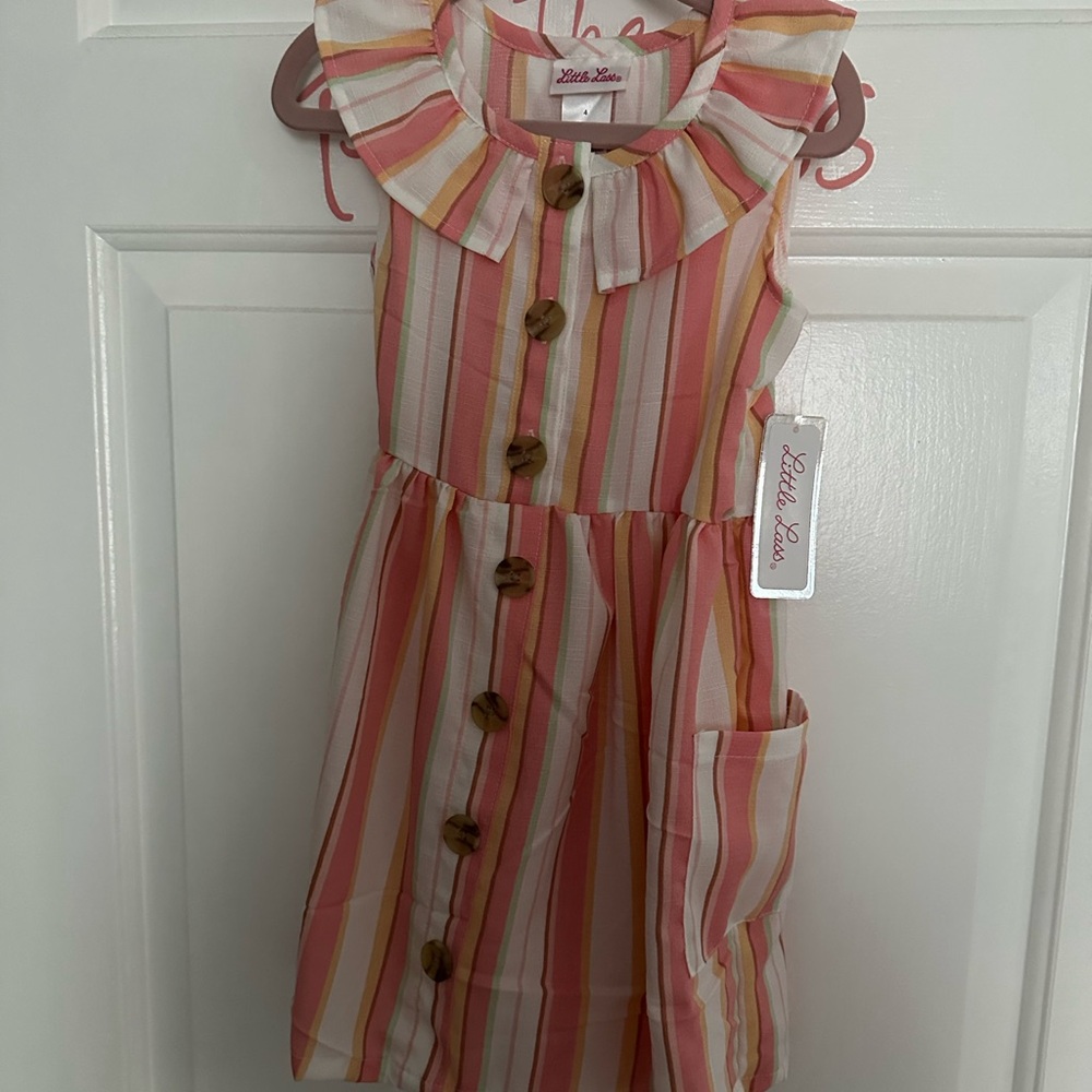 Little Lass Pink and Orange Striped Dress